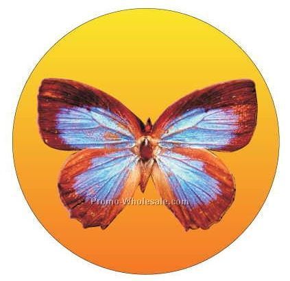 Blue & Brown Butterfly Badge W/ Metal Pin (2-1/2")