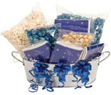 Blue Season Greetings Popcorn Only Gift Basket