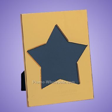 Brass Star Picture Frame - Photo Size 7" X 9" - Laser Engraved