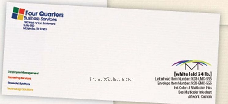 Bright White Linen Envelopes W/ 4 Multi Color Ink