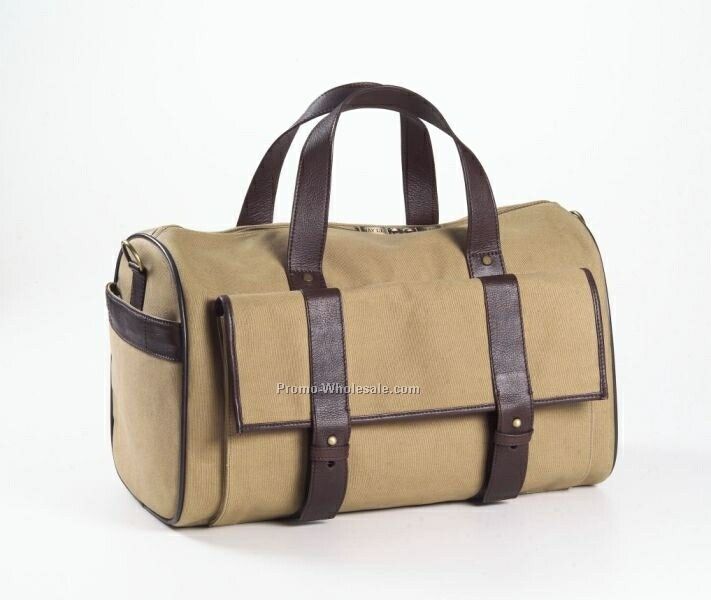 Canvas And Leather Pocket Duffel Bag