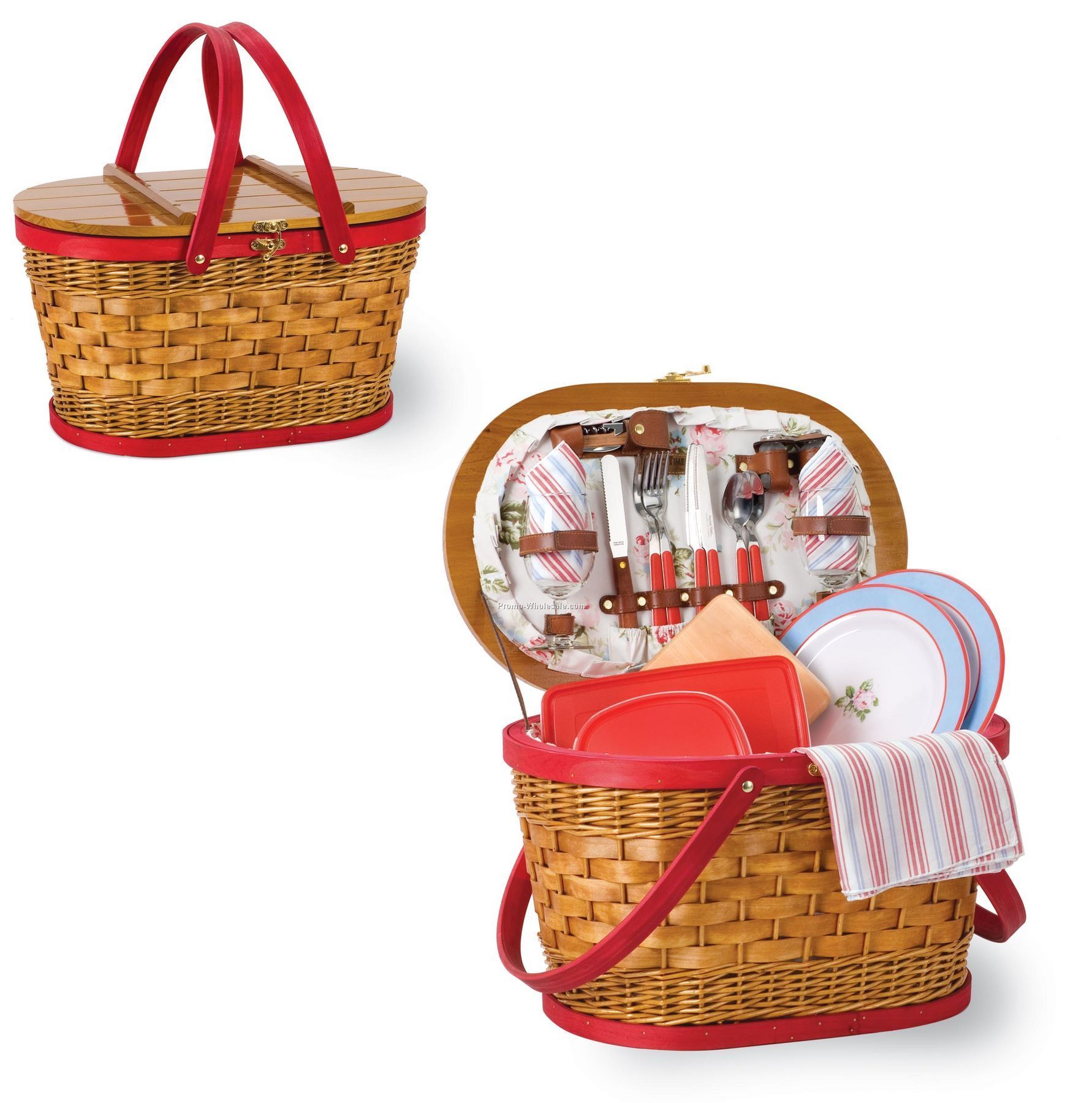Catalina - Rose Classic Oval Picnic Basket With Service For 2