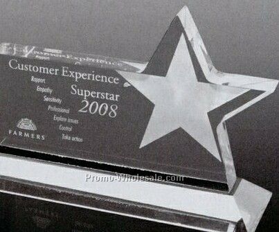 Clear Horizontal Acrylic Star Award (Screen Printed)