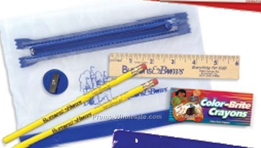 Clear Translucent School Kit With 2 Pencils/ 6" Ruler/ Eraser/ Sharpener