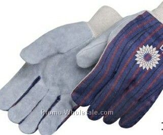 Clute Pattern Split Leather Work Gloves (Small And Large)