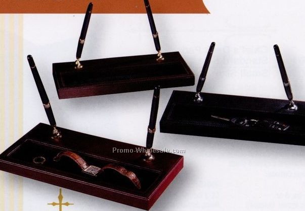 Cowhide Leather Chief's Double Pen Stand