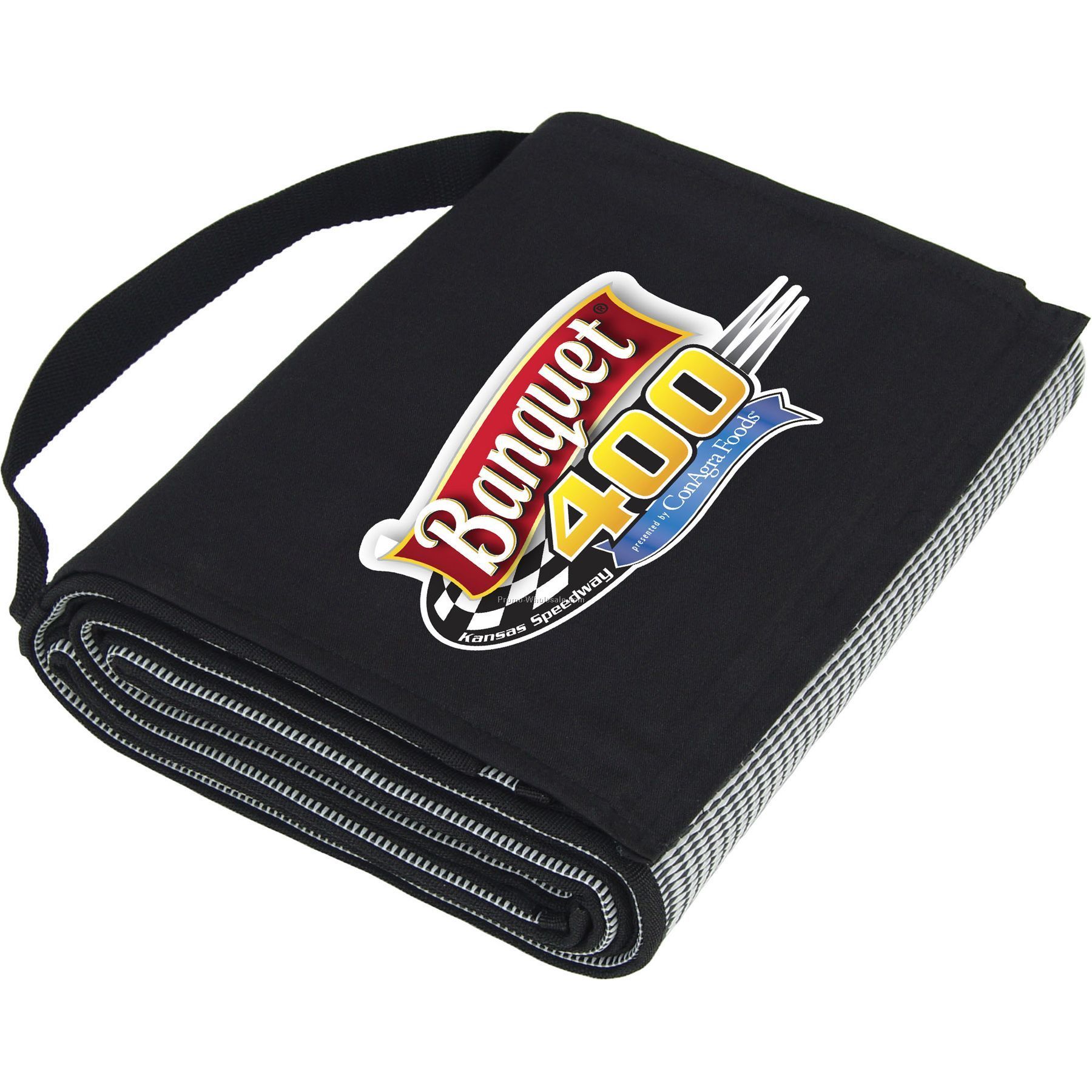 Deluxe Double Size Beach / Picnic Mat W/ Black Cotton Imprint Panel