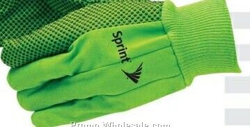 Double Palm Canvas Work Gloves/ Fluorescent Green
