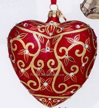 European Blown Glass Ornament Collection/ Filigree Heart