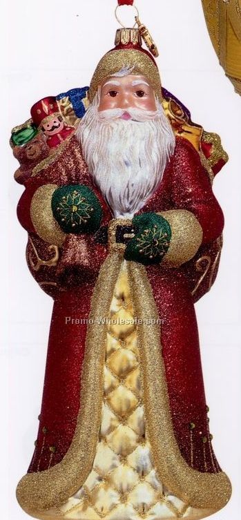 European Blown Glass Ornament Collection/ Santa W/ Sack Of Toys
