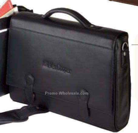 Flap Over Briefcase With Double Compartments