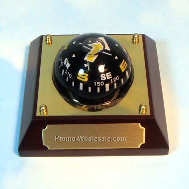 Floating Desktop Compass W/ Brass Plate (Screened)