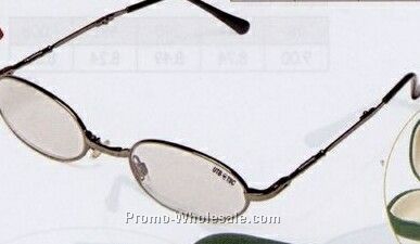 Foldable Reading Glasses W/ Gold Frames & Temples (Carrying Case)