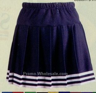 Girl's Double Knit Polyester Pleated Cheer Skirt W/ 5 Stripe Trim (2xs-l)