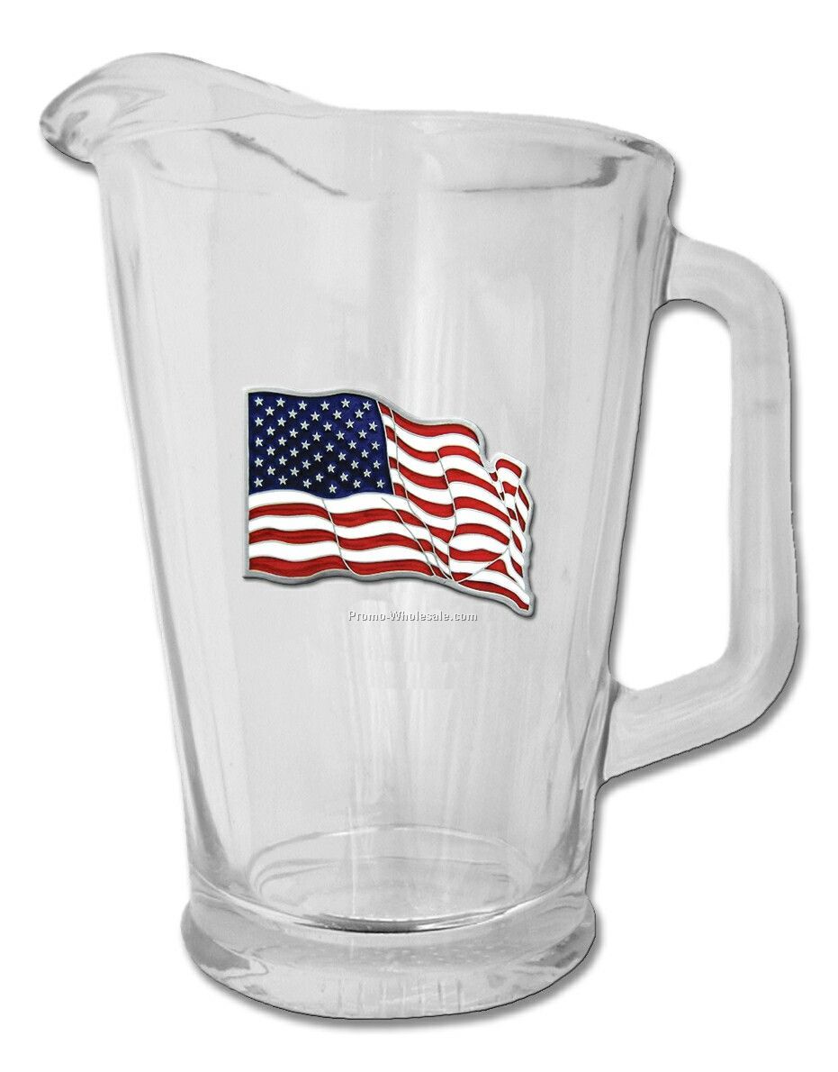 Glass Beer Pitcher W/ 2-1/2" Applique