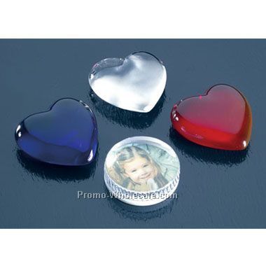 Glass Heart Paper Weight (Sand Blasted)