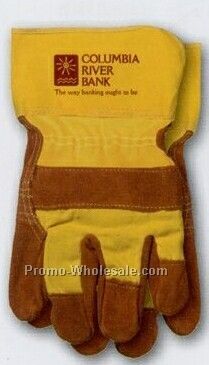 Gold Leather Palm Safety Cuff Work Glove