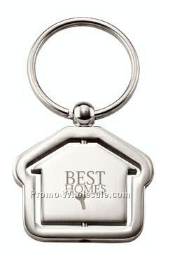 House Shaped Chrome Key Ring W/ Revolving Center