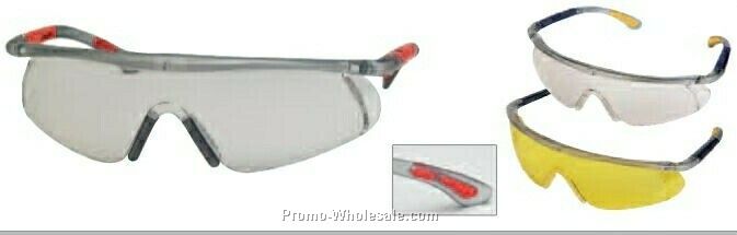 I-worx Protective Eyewear (Red Temple/ Gray Frame/ Amber Lens)
