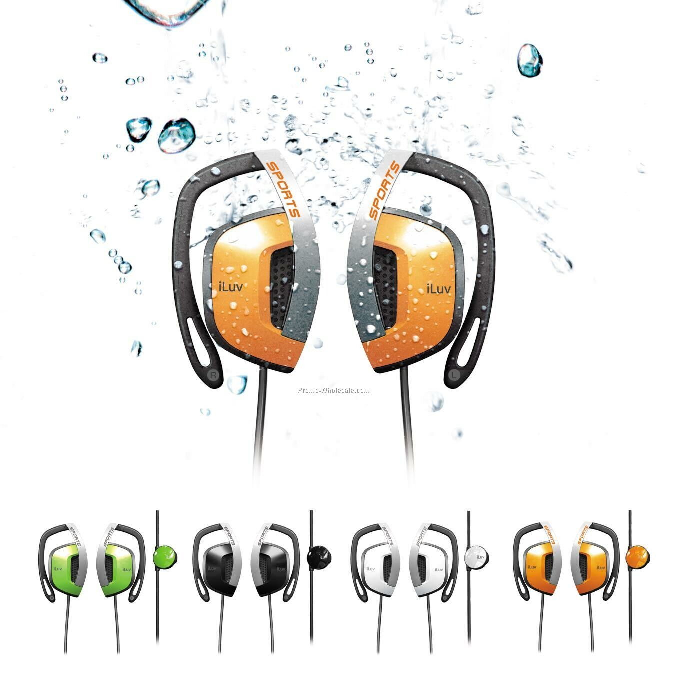 Iluv Professional Sweat Proof Ear Clips W/Volume Control - Orange