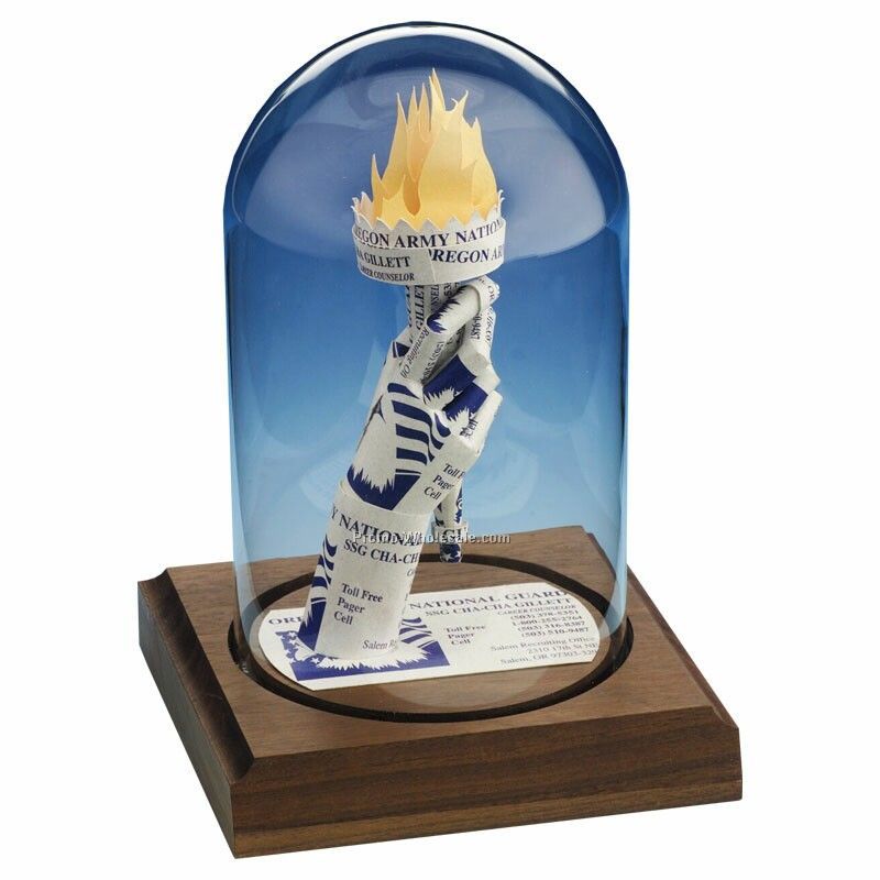 Liberty Torch Business Cards In A Bottle Domed Sculpture