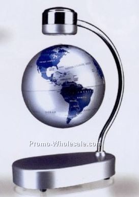 Magnetic Suspension Terrestrial Globe With Small Base - 5-1/2" Silver Globe