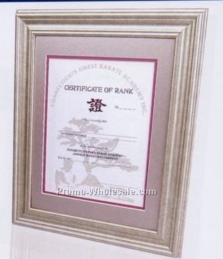 Mdf Certificate Frame W/ Champagne Silver Wrap & No Matboard