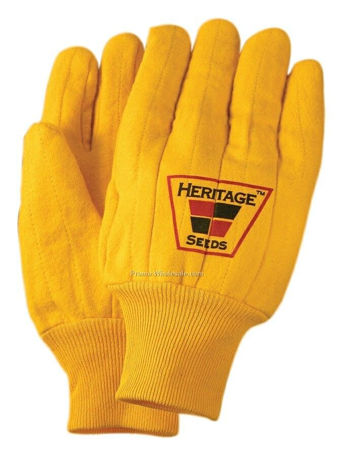 Men's Quilted Yellow Chore Gloves With Knit Wrist (L-xl)