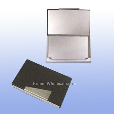 Metal Card Case With Brown Pu Coated