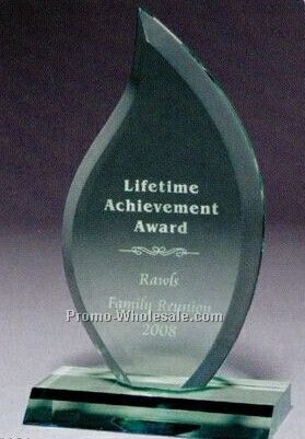 Multi Faceted Jade Green Acrylic Flame Award (Laser Engraved)