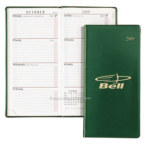 Navy Blue Sun Graphix Bonded Leather Continental Planner (White Paper)