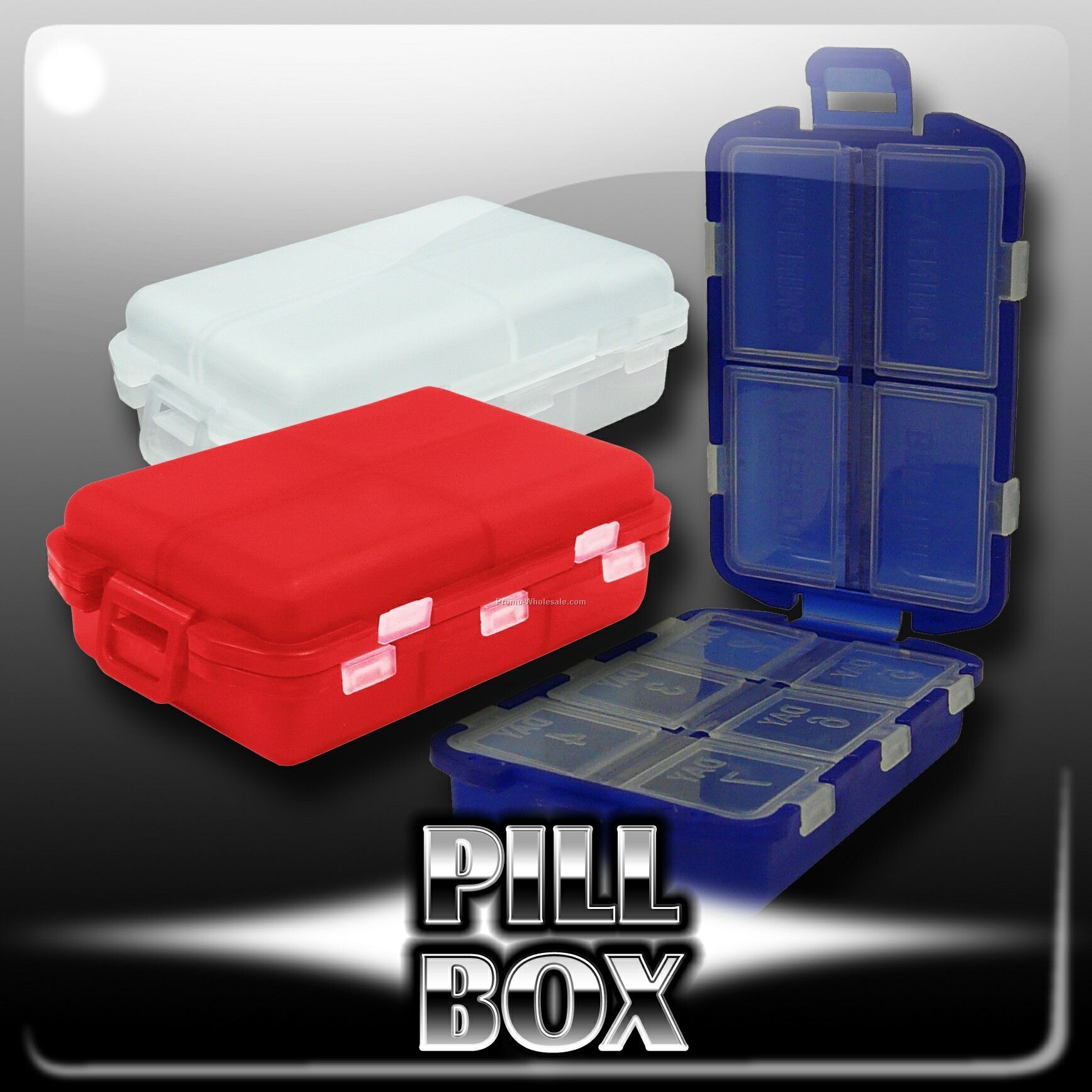Pill Box, 7-day W Inner Snap-closure Compartments