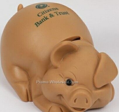 Pottery Look Terra Cotta Lying Pig Bank