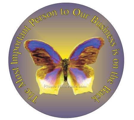 Purple/ Yellow Butterfly Round Photo Hand Mirror W/Full Mirror Back(2-1/2")