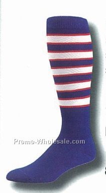 Repeat Stripe Pattern Heel & Toe Football Socks (13-15 X-large)