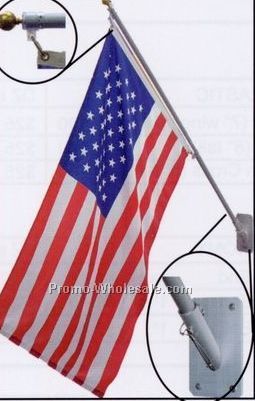 Residential Us Flag Kit - 2 Piece Silver Aluminum Pole