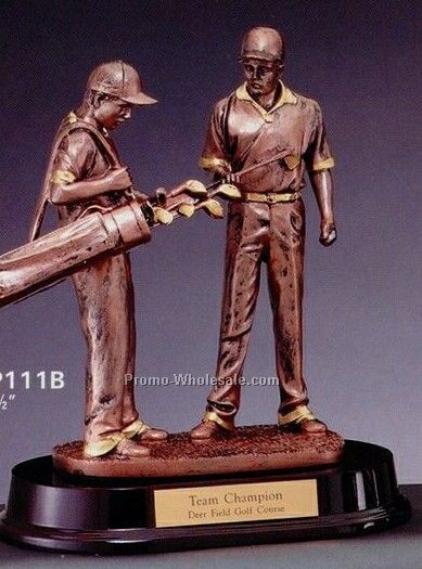 Resin Sculpture - Golfer W/Caddie