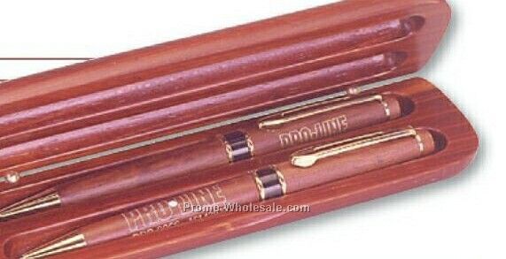 Rosewood Pen Gift Box (2 Pens) - 7"x2-3/8"x7/8"