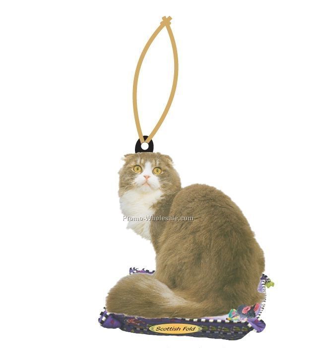 Scottish Fold Cat Executive Line Ornament W/ Mirrored Back (6 Sq. Inch)