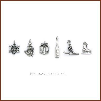 Set Of 6 Winter Stock Wine Charms On Card