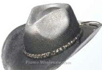 Silvered Black Straw U-shape-it Hat (One Size Fit Most)