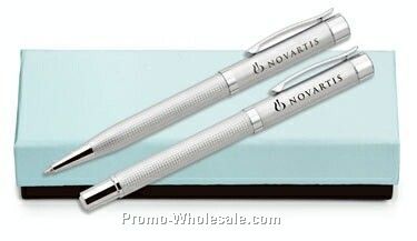 Sonar Stain Silver Ballpoint And Rollerball Set