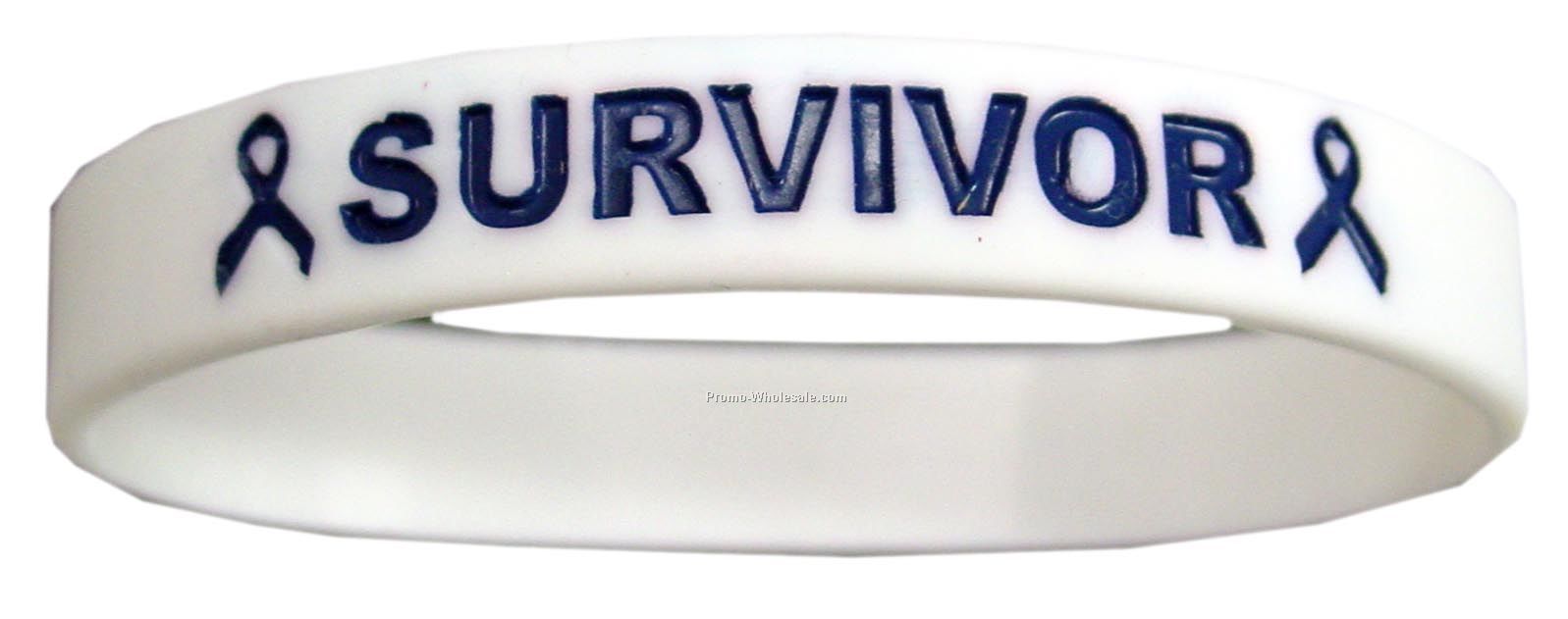 Stock Survivor Colorfill Debossed Stock Silicone Bracelet