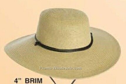 Straw Hat W/ 4" Brim And Chin Strap (One Size Fits Most)