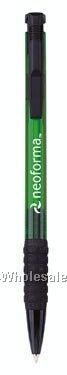 Streamer Translucent Push-action Ballpoint Plastic Pen W/ Black Grip & Clip