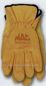 Tan Grain Cowhide Driver Gloves W/ Shirred Elastic Back (X-large)