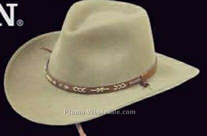 Taupe Brown Felt Stetson Legendary Hats W/ Leather Strap