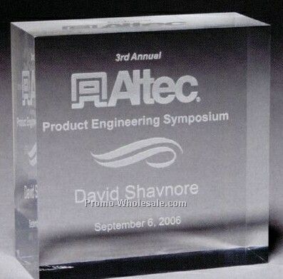 Thick Clear Acrylic The Squared Award 1 1/4" (Laser Engraved)