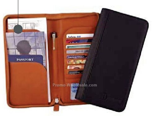 Top Grain Leather Travel Document Holder With Zipper