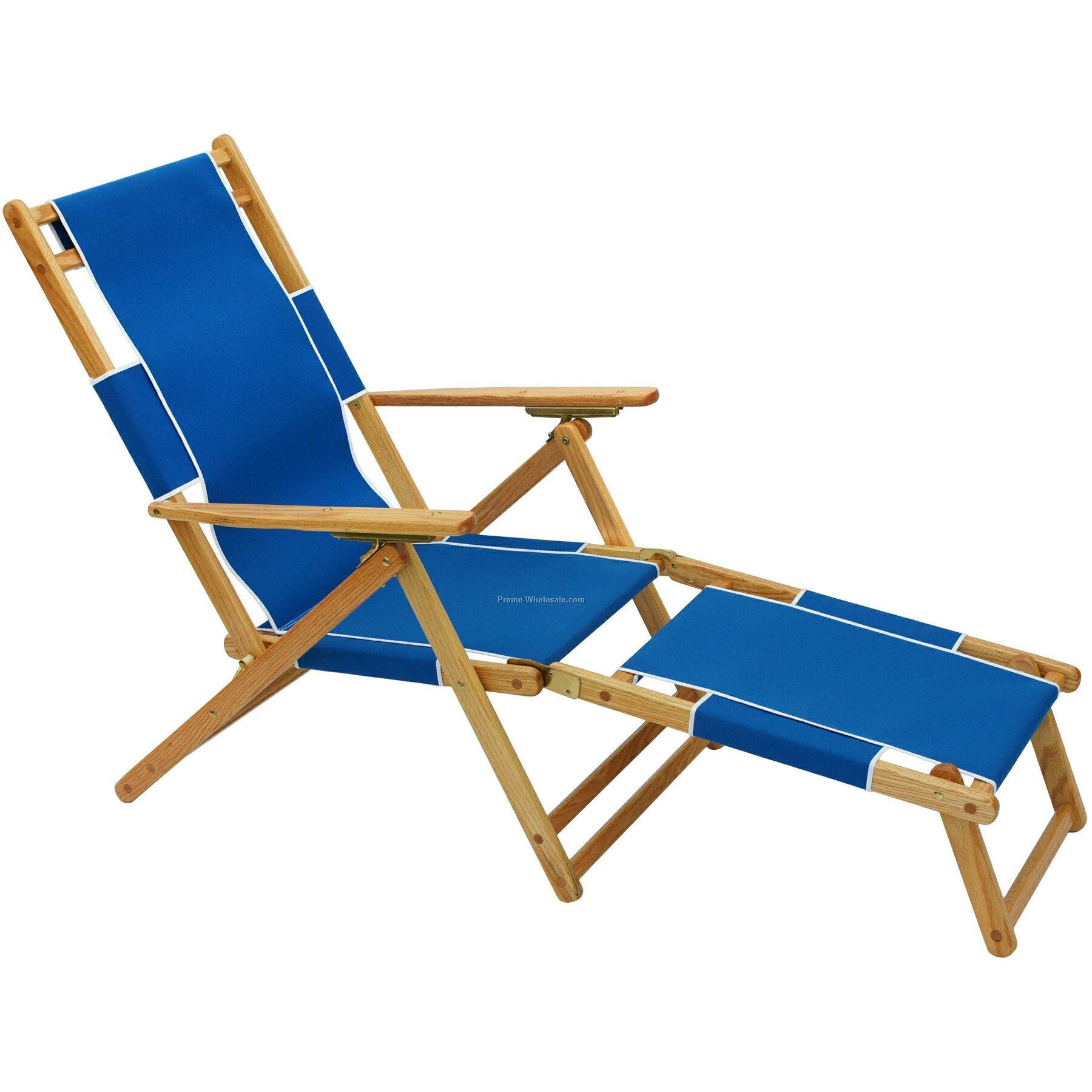 Us Made Deluxe Solid Oak Hardwood Frame Folding Beach Lounger